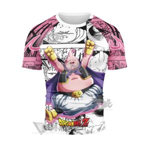 Fat Majin Buu Dragon Ball Pink Short Sleeve Compression Shirt