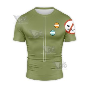 Garterbelt Brief Green Cosplay Short Sleeve Compression Shirt