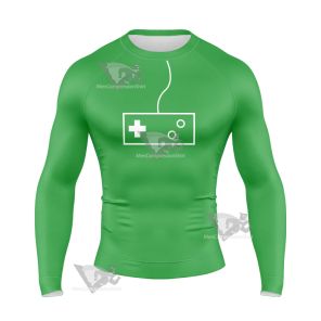 Glitch Techs High Five Green Cosplay Long Sleeve Compression Shirt