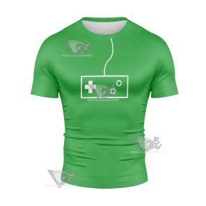 Glitch Techs High Five Green Cosplay Short Sleeve Compression Shirt