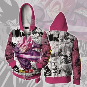 Goku Black Rose Dragon Ball Cosplay Zip Up Hoodie