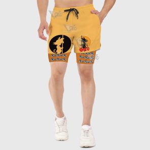 Goku Logo Yellow Men Compression Gym Short