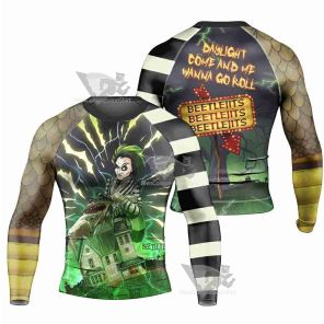 Halloween Beetlejuice Mens Long Sleeve Rash Guard