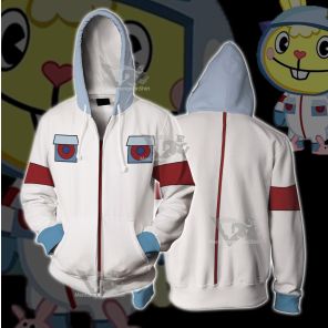 Happy Tree Friends Cuddles White Cosplay Zip Up Hoodie