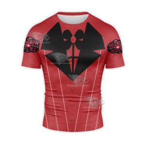 Hazbin Hotel Alastor Red Short Sleeve Compression Shirt