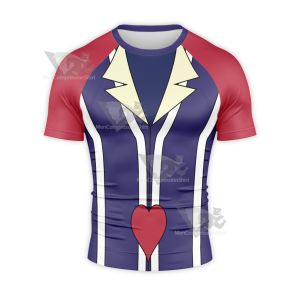 Hazbin Hotel Asmodeus Purple Suit Cosplay Short Sleeve Compression Shirt