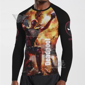 Hyper Deadpool Black Long Sleeve Compression Shirt