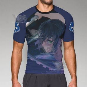 Inosuke Hashibira Anime Black Short Sleeve Compression Shirt