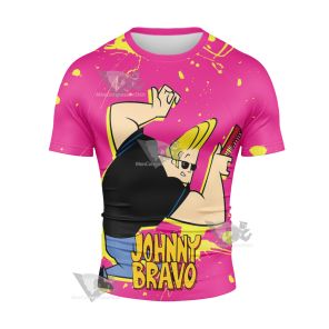 Johnny Bravo Pink Short Sleeve Compression Shirt