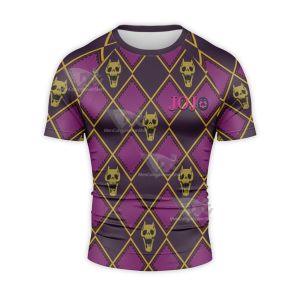 Jojos Bizarre Adventure Yoshikage Kira Purple Short Sleeve Compression Shirt