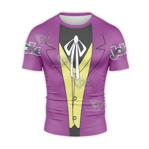 Joker Character Purple Short Sleeve Compression Shirt