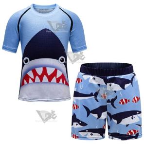 Kids Shark Short Sleeve Compression Short Set