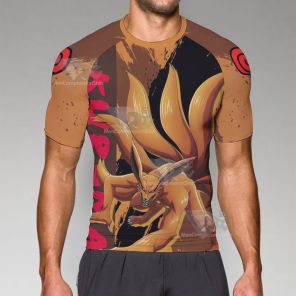 Kurama Nine Tailed Fox Orange Short Sleeve Compression Shirt