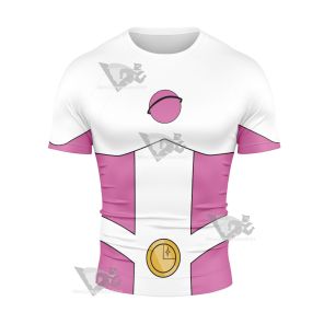 Legion Of Superheroes Saturn Girl Pink Short Sleeve Compression Shirt