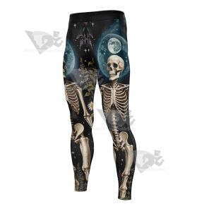 Lush And Withered Flower Skeleton Illustration Men Compression Legging