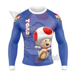 Mario Sports Toad Navy Blue Long Sleeve Compression Shirt