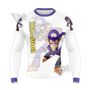 Mario Sports Waluigi White Long Sleeve Compression Shirt