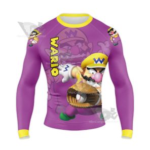 Mario Sports Wario Play Baseball Long Sleeve Compression Shirt