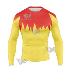 Martin Mystery Red And Yellow Long Sleeve Compression Shirt