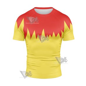 Martin Mystery Red And Yellow Short Sleeve Compression Shirt