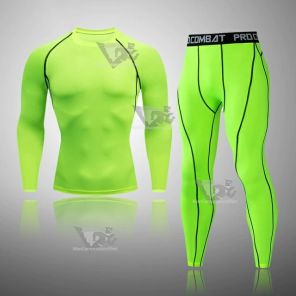 Mens Basic Long Sleeve Quick Dry Compression Set Light Green