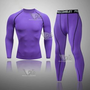 Mens Basic Long Sleeve Quick Dry Compression Set Purple