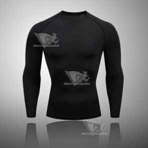 Mens Black Compression Basic Long Sleeve Compression Shirt