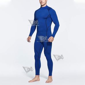 Mens Blue Long Sleeve Compression Shirts Set