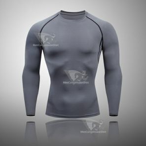 Mens Grey Compression Basic Long Sleeve Compression Shirt