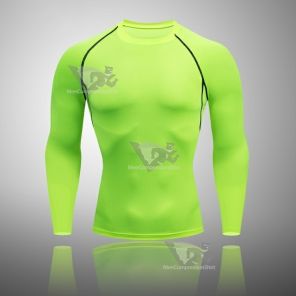 Mens Light Green Compression Basic Long Sleeve Compression Shirt