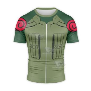 Might Guy Hokage Green Short Sleeve Compression Shirt