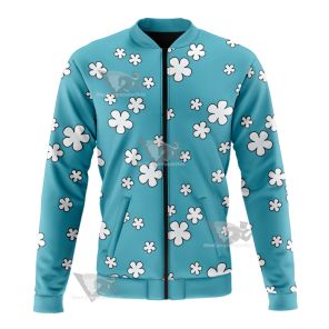 Nami Kimono Blue Flower Bomber Jacket