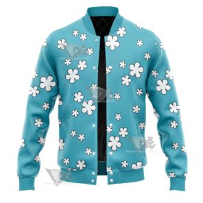 Nami Kimono Blue Flower Varsity Jacket