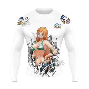 Nami One Piece White Long Sleeve Compression Shirt