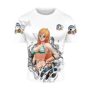 Nami One Piece White Short Sleeve Compression Shirt