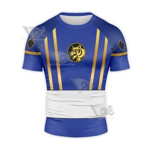 Ninja Rangers Blue Ranger Cosplay Short Sleeve Compression Shirt