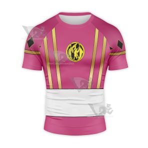 Ninja Rangers Pink Ranger Cosplay Short Sleeve Compression Shirt