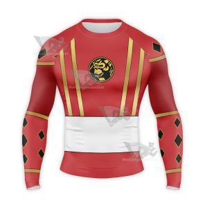 Ninja Rangers Red Ranger Cosplay Long Sleeve Compression Shirt