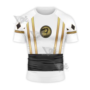 Ninja Rangers White Ranger Cosplay Short Sleeve Compression Shirt