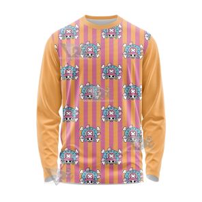 One Piece Chopper Skull Flag Pink Long Sleeve Shirt