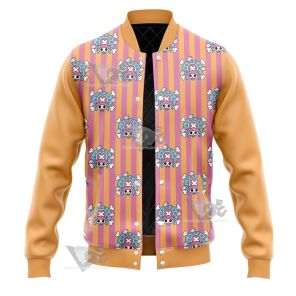 One Piece Chopper Skull Flag Pink Varsity Jacket