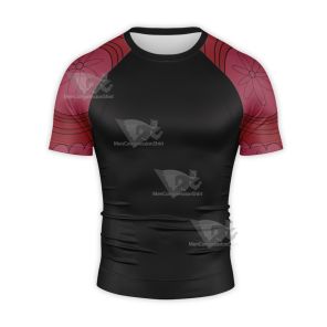 One Piece Dracule Mihawk Red Short Sleeve Compression Shirt