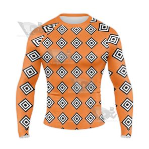 One Piece Jinbei Orange Outfit Long Sleeve Compression Shirt