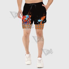 One Piece Jinbei Orange Outfit Men Compression Gym Short