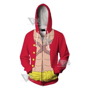 One Piece Monkey D Luffy Cosplay Zip Up Hoodie