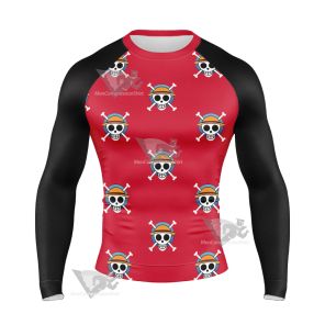 One Piece Monkey D Luffy Skull Flag Long Sleeve Compression Shirt