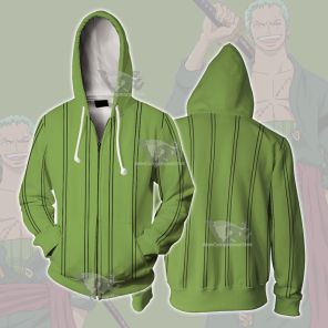 One Piece Zoro Roronoa Cosplay Zip Up Hoodie