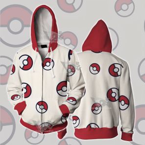 Pm Go Pokeball Cosplay Zip Up Hoodie