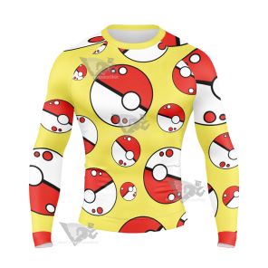 Pm Go Pokeball Yellow Long Sleeve Compression Shirt