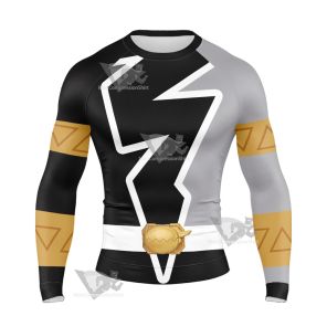 Power Rangers Dino Fury Black Ranger Long Sleeve Compression Shirt